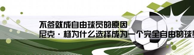 不签就成自由球员的原因,尼克·杨为什么选择成为一个完全自由的球员呢？