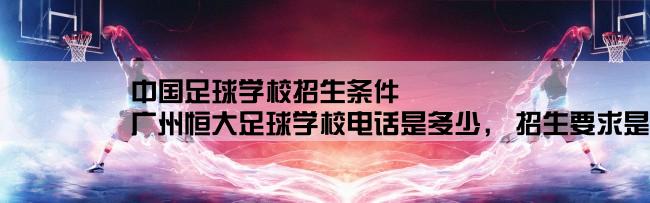 中国足球学校招生条件,广州恒大足球学校电话是多少， 招生要求是什么 比如年龄什么的