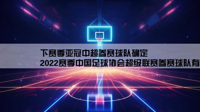 下赛季亚冠中超参赛球队确定,2022赛季中国足球协会超级联赛参赛球队有哪些