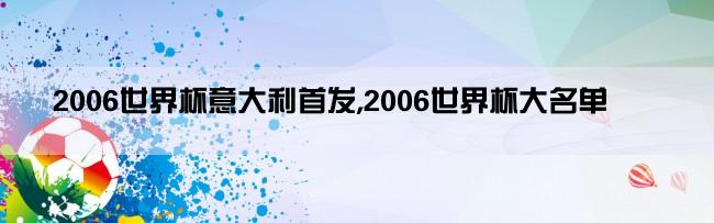 2006世界杯意大利首发,2006世界杯大名单