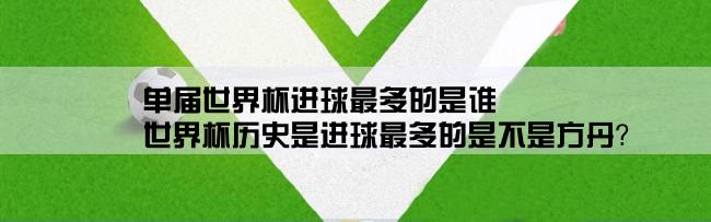 单届世界杯进球最多的是谁,世界杯历史是进球最多的是不是方丹？