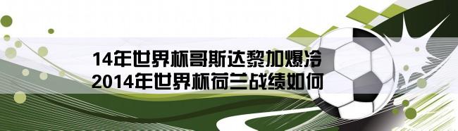 14年世界杯哥斯达黎加爆冷,2014年世界杯荷兰战绩如何