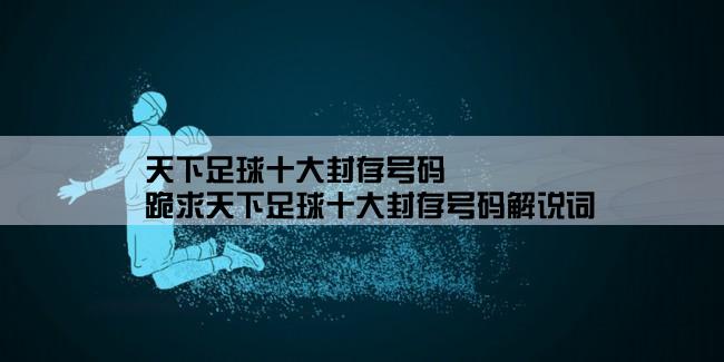 天下足球十大封存号码,跪求天下足球十大封存号码解说词