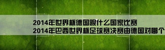 2014年世界杯德国跟什么国家比赛,2014年巴西世界杯足球赛决赛由德国对哪个国家