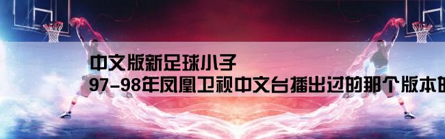 中文版新足球小子,97-98年凤凰卫视中文台播出过的那个版本的《新足球小子》为什么怎么也找不到？有那个版本的提供一下