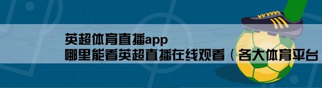 英超体育直播app,哪里能看英超直播在线观看（各大体育平台）