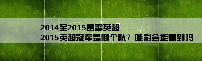 2014至2015赛季英超,2015英超冠军是哪个队？唯彩会能看到吗